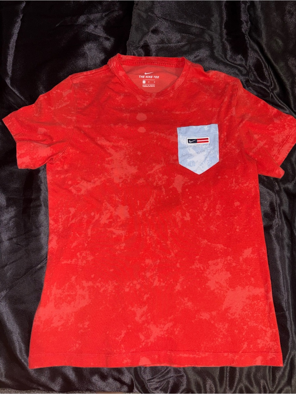 Nike Red Short Sleeve Tee with Light Blue Pocket